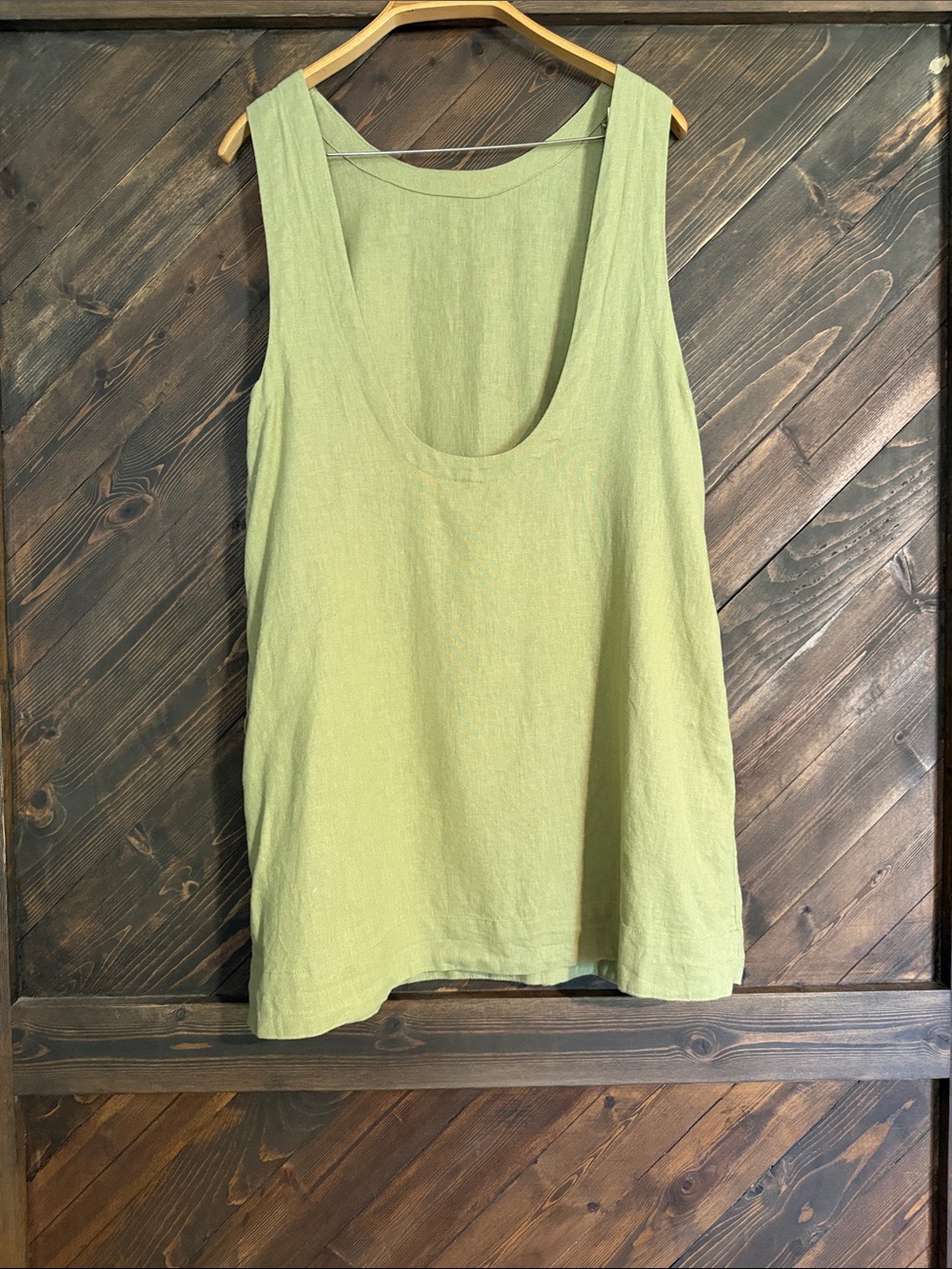 Free People Avocado/Sage Linen Shift Dress - Picture 5 of 5